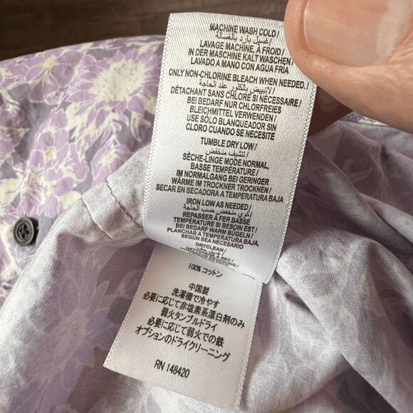 Lords of Harlech Men's Tim Sunflowers Cotton Button Down Shirt Lavender Sz Large - Picture 5 of 8